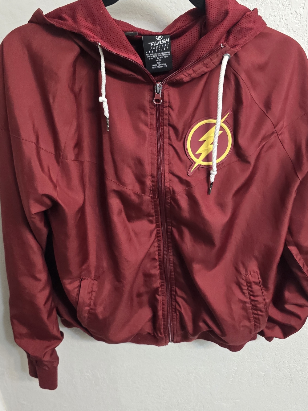 BoxLunch The Flash Maroon Zip-Up Jacket Size Medium